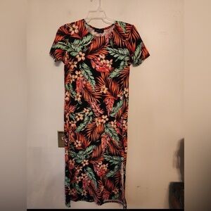 Ashley blue tropical floral pattern dress size womens 1x